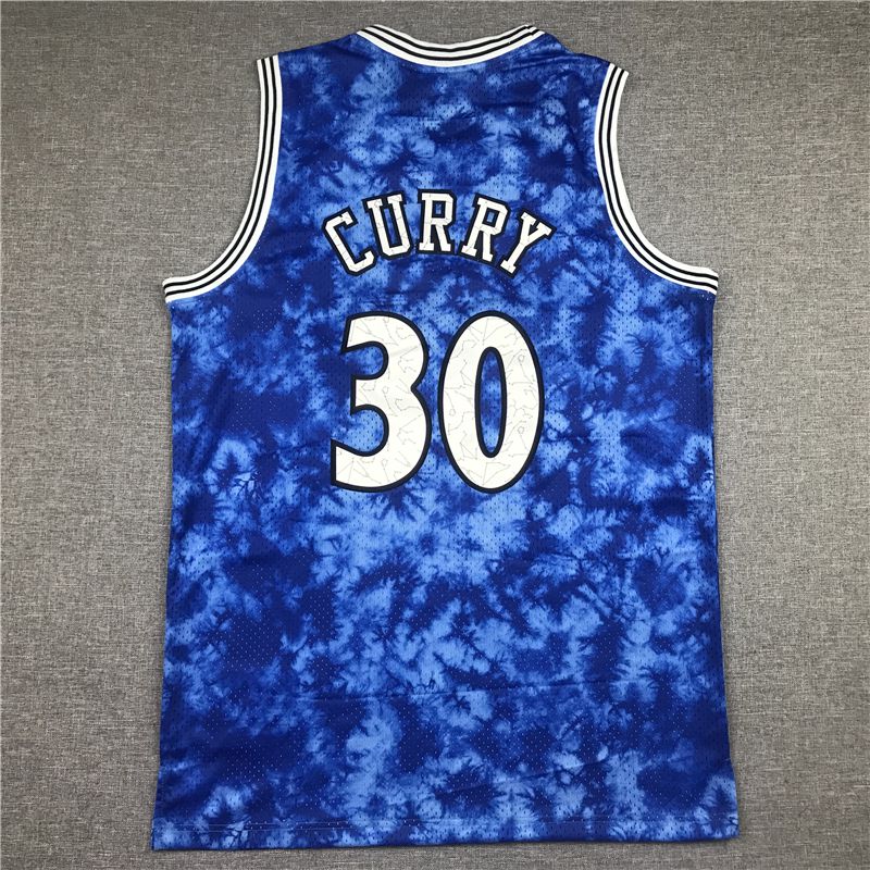 Men Golden State Warriors #30 Curry Blue constellation version Throwback NBA Jersey